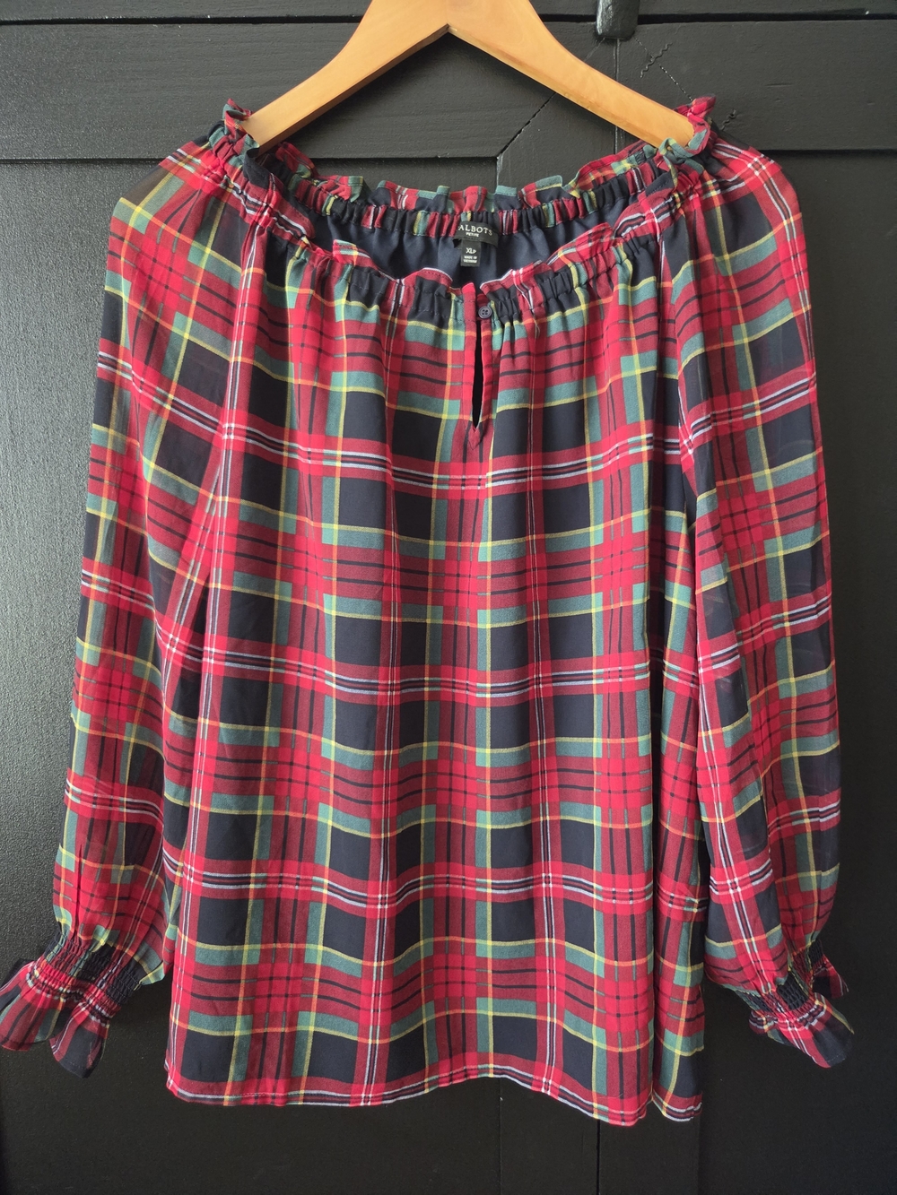 Talbots Red Plaid Blouse ~ Size XLP